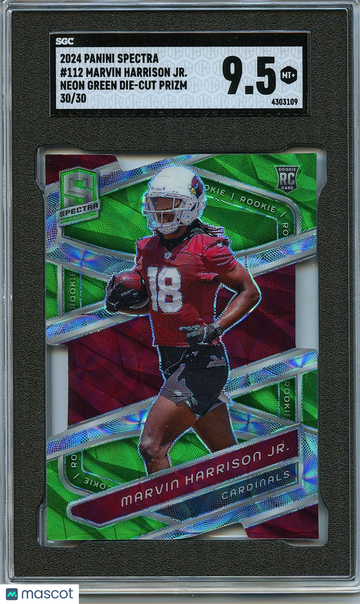 2024 Panini Spectra Marvin Harrison #112 Neon Green Prizm Rookie SGC 9.5