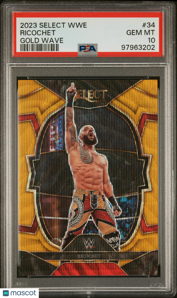 2023 Panini Select WWE Ricochet #34 Gold Wave PSA 10
