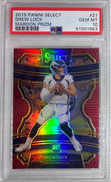 2019 Panini Select Drew Lock Maroon Prizm Refractor Rc  #’d /149 PSA 10 