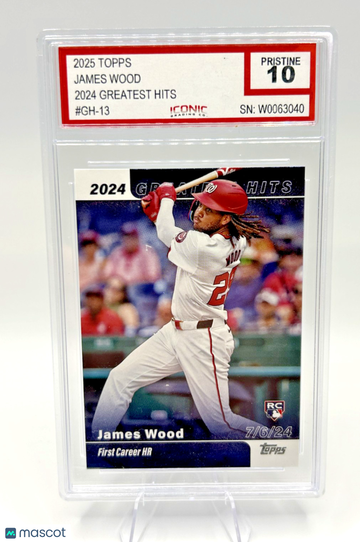 Graded 10 2025 Topps James Wood Auto Rookie Insert GH-13 Base Washington Nationals