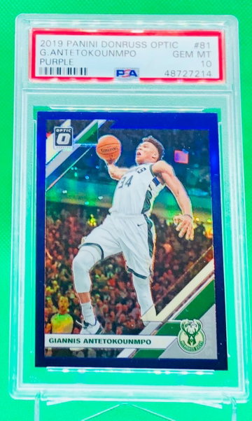 2019 Giannis Antetokounmpo Optic Purple Holo PSA 10