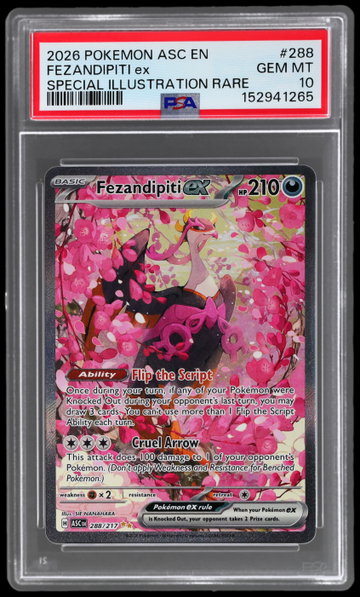 2026 Pokemon Mega Evolution Ascended Heroes Fezandipiti EX Special Illustration Rare PSA 10