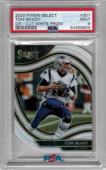 2020 Panini Select Tom Brady Die-Cut White Prizm #301 Mint 9