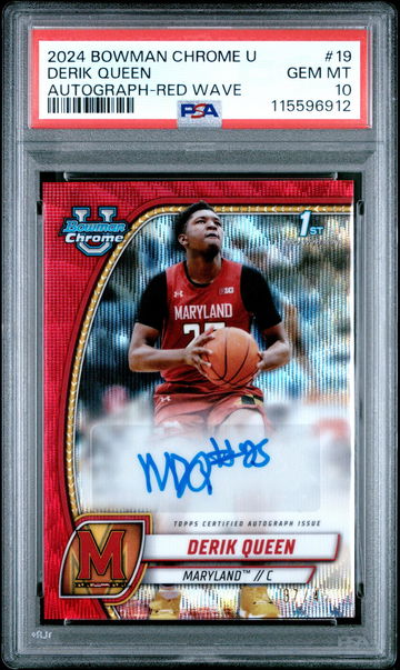 2024 Bowman Chrome U Red Wave Derik Queen #19 Auto PSA 10