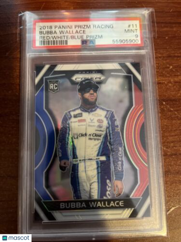2018 Panini Prizm Racing Bubba Wallace #11 Red/White/Blue Prizm Rookie PSA 9