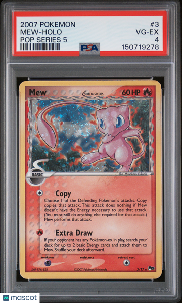 2007 Pokemon Pop Series 5 Mew Holo Pop Series 5 PSA 4 #3