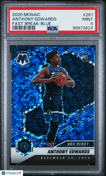 2020 Panini Mosaic Anthony Edwards #261 Fast Break Blue PSA 9