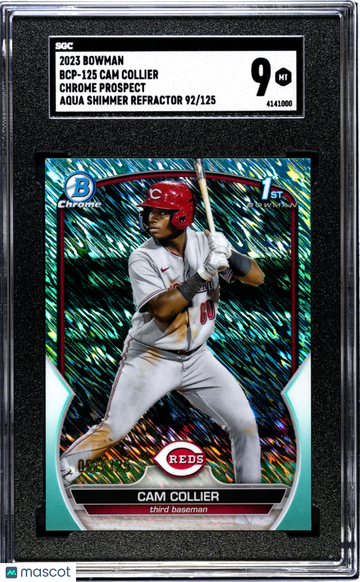 2023 Bowman Cam Collier #BCP-125 CHR. Pros. Aqua Shim. Refractor SGC 9