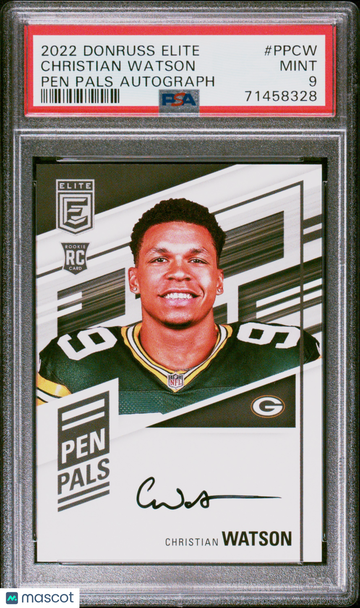 2022 Panini Donruss Elite Pen Pals Autographs Christian Watson #PPCW PSA 9