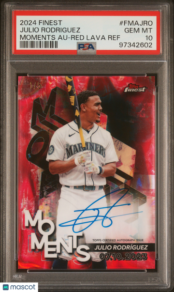 2024 Topps Finest Finest Moments Autographs Julio Rodriguez #FMAJRO Red Lava Ref PSA 10