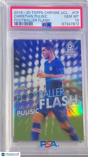 2019 Topps Chrome UEFA Champions League Footballer Flash Christian Pulisic #CP PSA 10