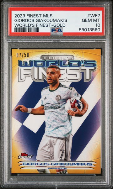 2023 TOPPS FINEST MLS GIORGOS GIAKOUMAKIS WORLD'S FINEST-GOLD REF #WF7 PSA 10