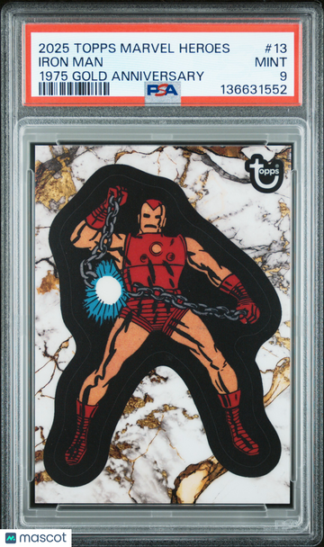2025 Topps Marvel Comic Book Heroes 1975 Gold Anniversary Iron Man #13 PSA 9