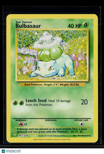 Pokemon 2023 Classic Collection Bulbasaur Holo Trading Card #1/34