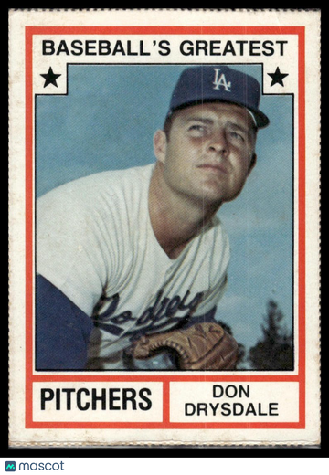1982 TCMA Baseball's Greatest Pitchers (White Backs) Don Drysdale #14