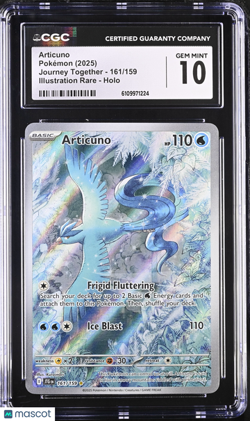 2025 Pokemon Journey Together Articuno Holo Illustration Rare CGC 10 #161/159
