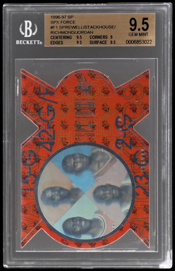 1996 SP Jerry Stackhouse/latrell Sprewell/michael Jordan/mitch Richmond Spx Force BGS 9.5