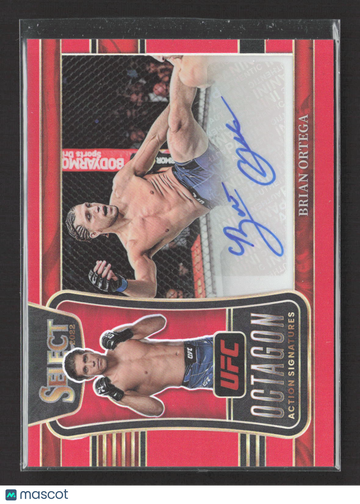 2022 Panini Select Prizm Octagon Action Signatures Brian Ortega #OA-BOT Red /99