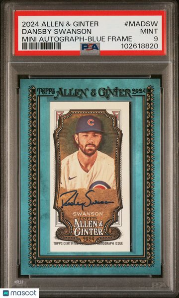 2024 Topps Allen & Ginter Mini Baseball Autographs Dansby Swanson #MADSW Blue Frame PSA 9