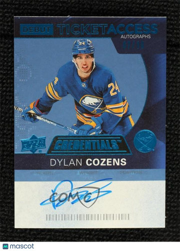 2022-23 Upper Deck Credentials - 2020-21 Debut Ticket Access Auto Dylan Cozens #DTAA-DC Blue 07/10 Rookie