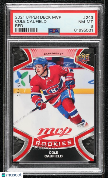 2021-22 Upper Deck MVP - [Base] - Red Cole Caufield #243 Red /25 Rookie PSA 8