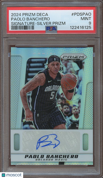 2024 Panini Prizm Deca Signatures Paolo Banchero #PDSPAO Silver PSA 9 Panini Authentic