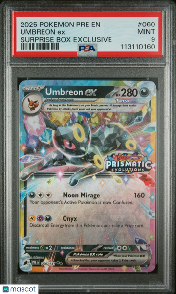 2025 Pokemon Pre EN-Prismatic Evolutions Umbreon EX Surprise Box Exclusive PSA 9 #060