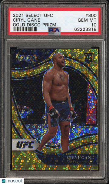 2021 Panini Select UFC Ciryl Gane #300 Gold Disco Prizm PSA 10
