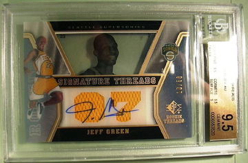 2007-08 SP ROOKIE THREADS GOLD ROOKIES #52 JEFF GREEN AUTO 10/50 BGS 9.5 GEM MINT