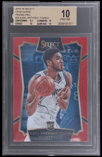 2015 Panini Select Karl-anthony Towns Concourse Red Prizm BGS 10 RC