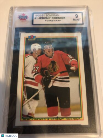 1990 Bowman Jeremy Roenick #1 Rookie KSA 9
