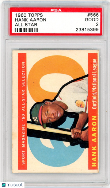 1960 Topps Hank Aaron #566 All Star PSA 2