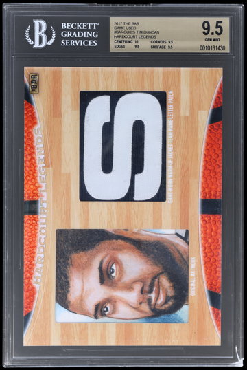 2017 The Bar Game Used Tim Duncan Hardcourt Legends BGS 9.5