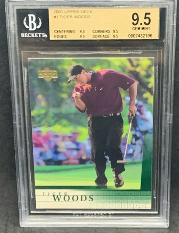 2001 Upper Deck #1 Tiger Woods BGS Quad 9.5 Gem Mint