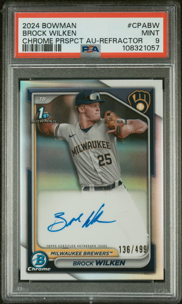 2024 Bowman Chrome Prospect Autograph Refractor Brock Wilken #CPABW /499 PSA 9