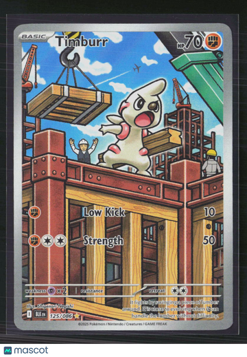 Pokemon 2025 Scarlet & Violet Black Bolt Timburr Secret Rare Holo Trading Card 125/86