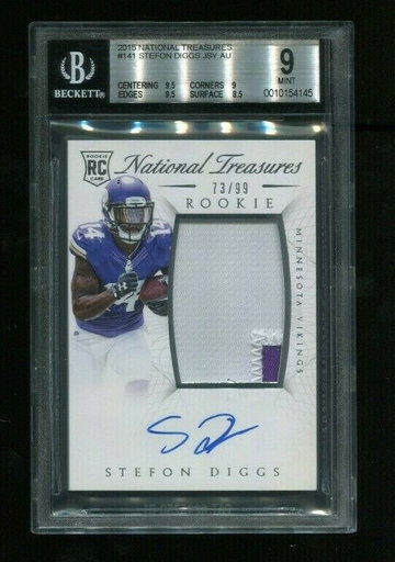 2015 National Treasures Stefon Diggs Rookie Patch Auto True RPA RC 73/99 BGS 9
