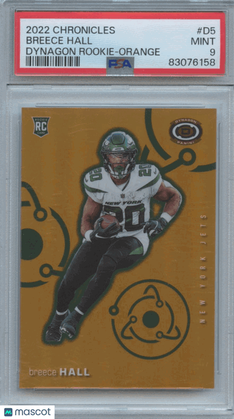 2022 Panini Chronicles Dynagon Rookies Breece Hall #D5 Orange Rookie PSA 9