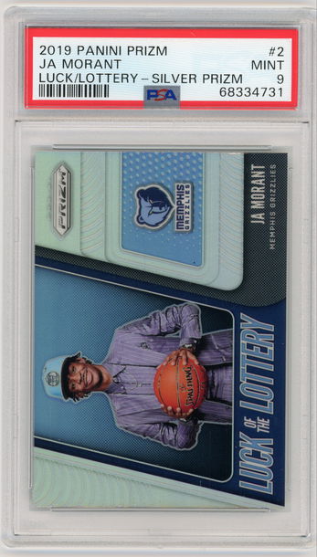 JA MORANT 2019-20 Prizm Luck of the Lottery Silver Prizm Rc #2 PSA 9