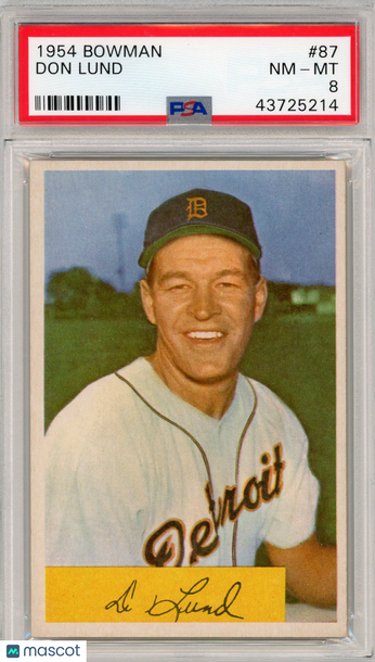 1954 Bowman Don Lund #87 PSA 8