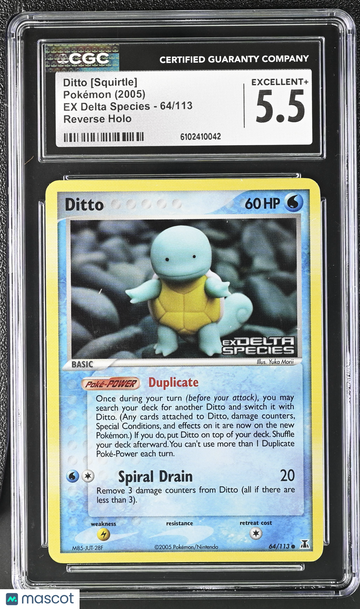 2005 Pokemon EX Delta Species Ditto [Squirtle] Reverse Holo CGC 5.5 #64/113