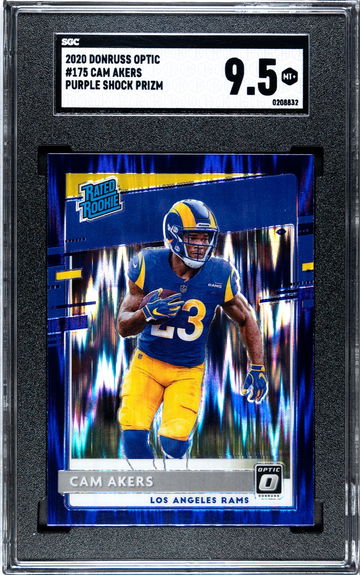 2020 Donruss Optic #175 Cam Akers Rated Rookie Purple Shock Prizm SGC 9.5