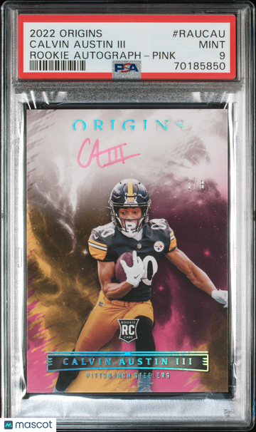2022 Origins Calvin Austin III Rookie Auto Pink /8 PSA 9