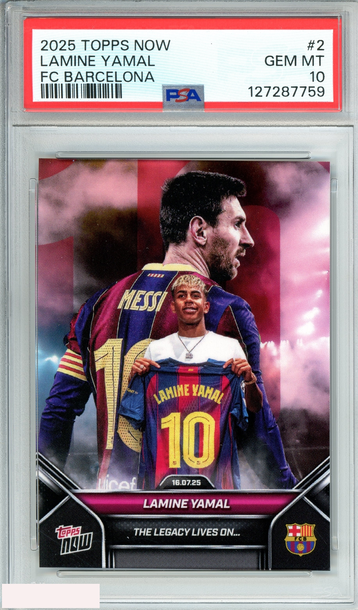 2025-2026 TOPPS NOW FC BARCELONA LAMINE YAMAL #2 PSA 10 GEM MT