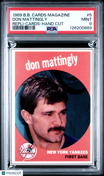 1989 Baseball Cards Magazine Repli-Cards Don Mattingly #5 Hand Cut PSA 9