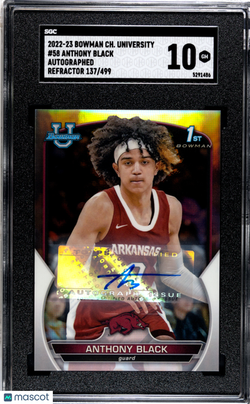 2022 Bowman University Chrome Anthony Black #58 Autograph Refractor 499 /499 Rookie SGC 10