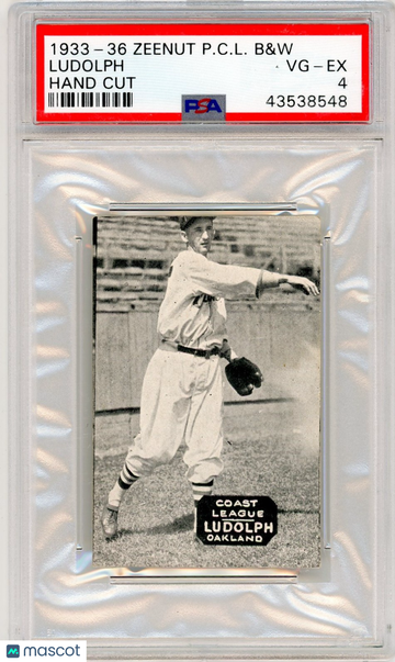 1933-36 Zeenut Pacific Coast League B&W Ludolph Hand Cut PSA 4