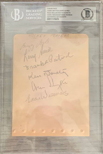 Vintage BAS Signed Album Page Frank Patrick Conn Smythe Larry Aurie Buzz Bol Ken Doraty Eddie Wiseman BAS