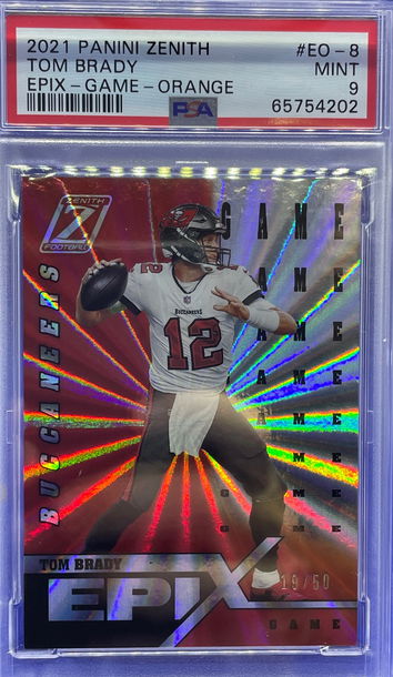 Tom Brady 2021 Panini Zenith Epix Game Orange /50 PSA 9 Mint Tampa Bay SP Rare