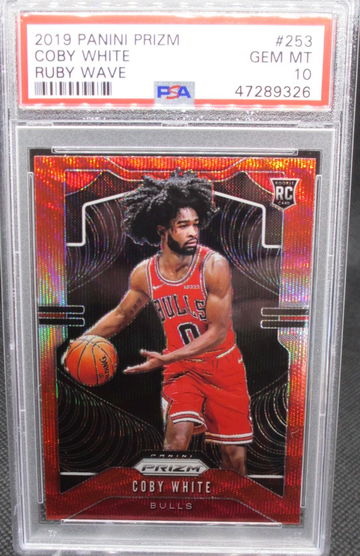 Coby White 2019 Panini Prizm #253 Ruby Wave Red PSA10